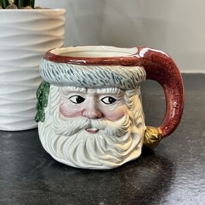 Vintage 1990 Fitz & Floyd Omnibus Christmas 3D Santa Claus Face Ceramic Cup Mug